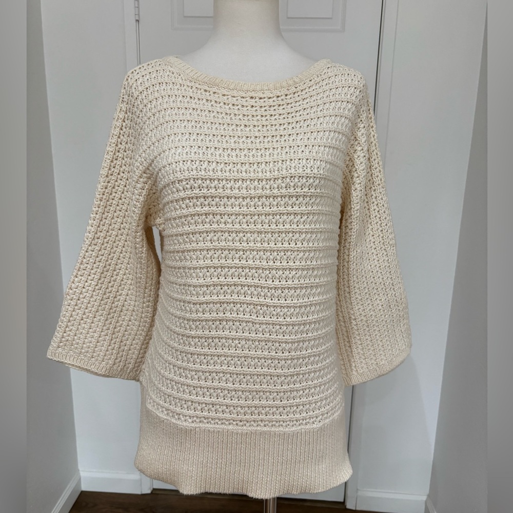 Jones New York Women's Cream Color Textured Sweater